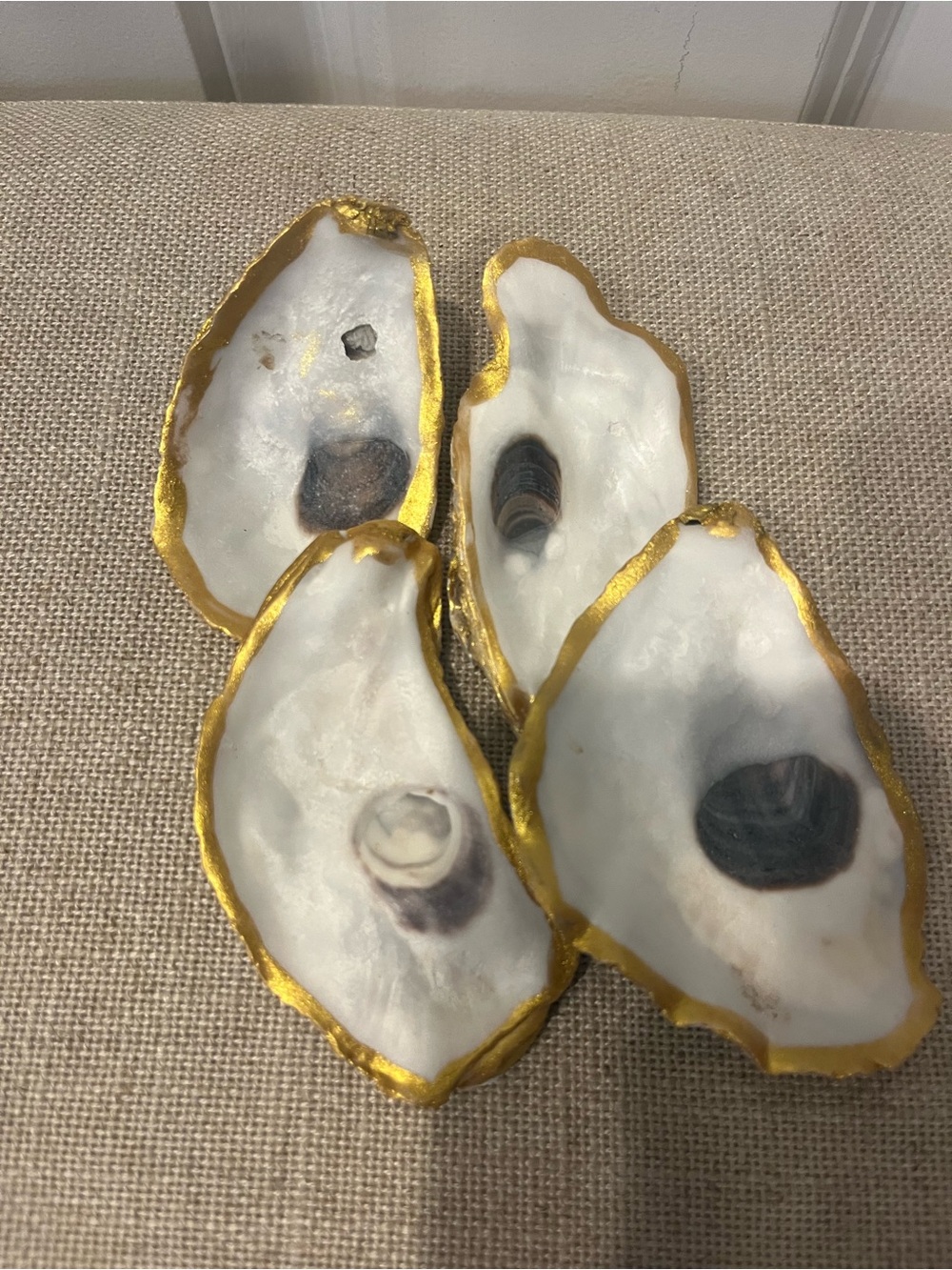 NEW 10 Piece Set Gold-Edged Oyster Shell Decorations